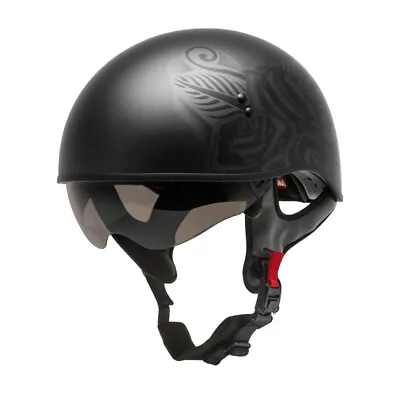 Gmax HH-65 Matte Black Devotion Naked Motorcycle Half Helmet Adult Sizes SM - LG • $44.99