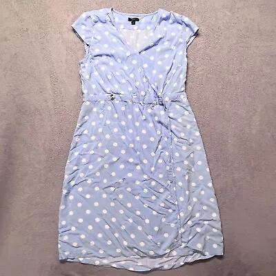 J. Crew Dress Women's Large Blue/White Polka Dot Wrap Dress • $15.99