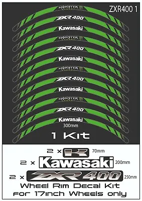 £9.99 • Buy KAWASAKI ZXR 400 Motorcycle Wheel Rim Stickers Decals Stripes Kit