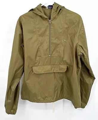 Lacoste X Izod VTG Mens M Green Windbreaker Pullover 1/4 Zip Nylon Rain Shell • $44.80