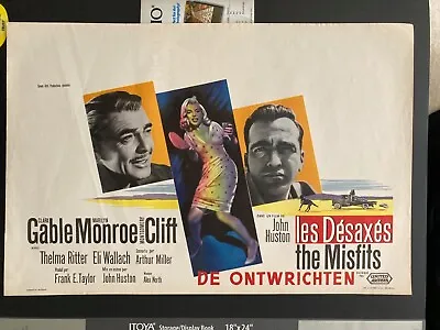 MISFITS Belgian Movie Poster MARILYN MONROE CLARK GABLE MONTGOMERY CLIFT 1961 • $300