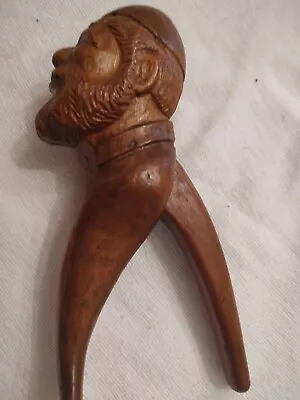 Vintage Hand Carved Wooden Nutcracker Old Man W/ Hat German Wood Pin *As Is • $70