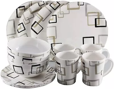 Camptech Sovereign 16 Piece Melamine Picnicware Camping Dinner Set • £28.49