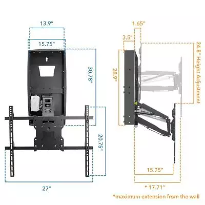 MOUNT-IT! TV Wall Mount 28.9  Height Adjustable Drop Down Arms Steel Full Motion • $666.23