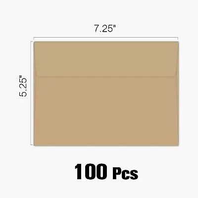 100 Pack A7 Brown Kraft Paper Invitation 5x7 Envelopes For Greeting Card Photos • $14.99