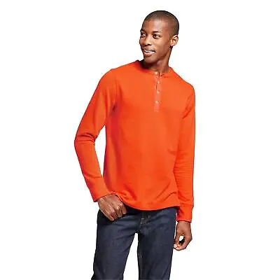 $10 • Buy Goodfellow Mens Heavyweight Long-Sleeve Thermal Henley Shirt Small Orange Small