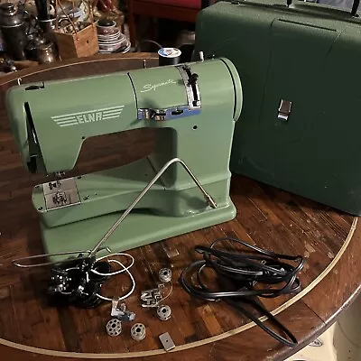 C.1956-58 ELNA Switzerland SUPERMATIC SEWING MACHINE Free Arm Works • $239