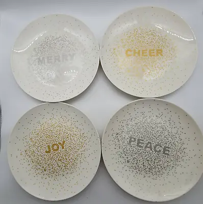 Porcelain Set Of 4 Cheers Holiday Confetti Salad Appetizer Plates By Mikasa New • $10