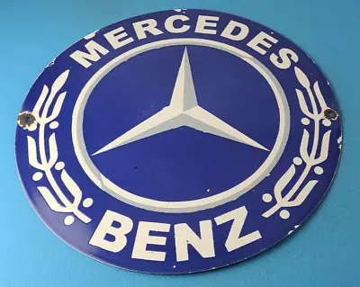 Vintage Mercedes Benz Sign - Large Porcelain Auto Shop Gas Pump Sign • $199.97