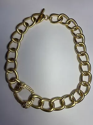 Versace Italian Broad Chain Link Collar Necklace/ 15”/ GV-C-007 • $189