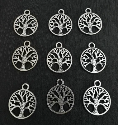 £3.29 • Buy 25 Tree Of Life Charms - Metal Alloy Antique Silver Colour