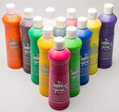 £24.99 • Buy Artmix 600ml Bottles Ready Mix Craft Poster Paints Kids Childrens Asst Colours
