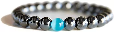 Magnetite Beaded Bracelet Gemstone Crystal Beaded Stretch Bracelets Men’s Gift • $6.99