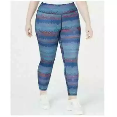 Ideology Women Multi Chevron Leggings Plus Fitness Yoga Running Athletic Navy 3X • $10