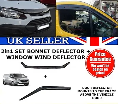 Ford Transit Custom 2012-2018 Wind Rain Deflectors & Bonnet Deflector Protector • £69.99