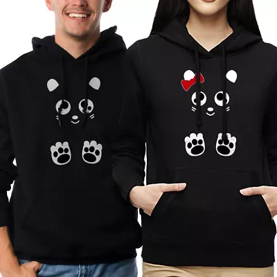 Nwt Panda Teddy Bear Couple Matching Love Valentines Day Black Hoodie Sweatshirt • $23.99