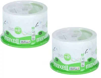 100 Maxell 275702 White Printable DVD+R 16x 4.7 GB 120 Mins Blank Discs Spindle  • £23.99