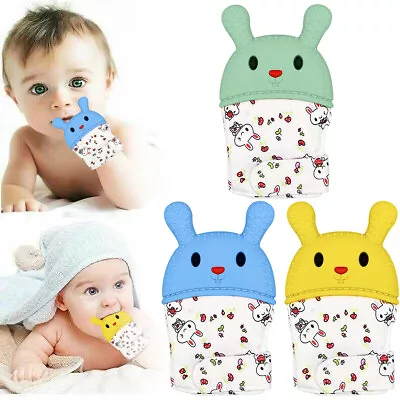 Cute Baby Silicone Teething Mitten Glove Toy Gift Soft Wrapper Teether BPA Free • £4.89