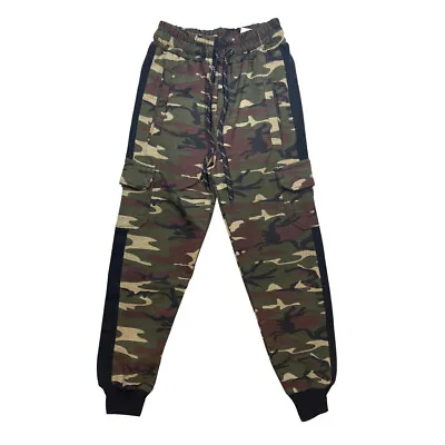 Boys Camouflage Jogging Bottoms Joggers Camo Cargo Pocket Tracksuit Cotton Army • £7.99