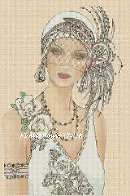 Art Deco Lady Cross Stitch Chart  Art Deco Lady 55   FlowerPower37-UK- • £4.85