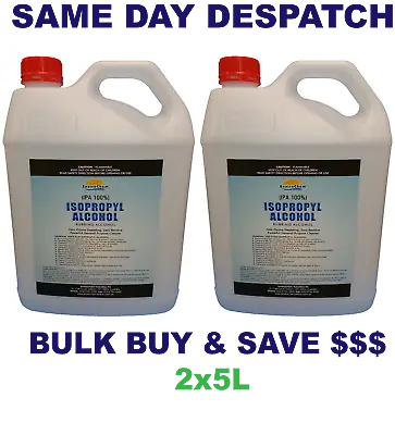 $79.99 • Buy Isopropyl Alcohol 100%, IPA, Lab Grade Best Value, Rubbing IPA, 2x5L, BULK PACK