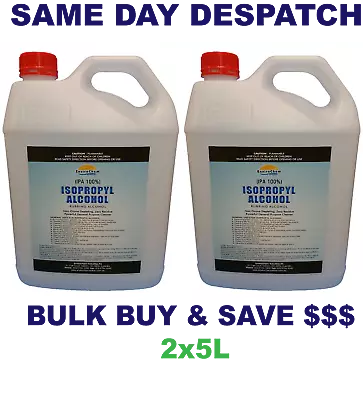 Isopropyl Alcohol 100% IPA Lab Grade Best Value Rubbing IPA 2x5L BULK PACK • $79.99