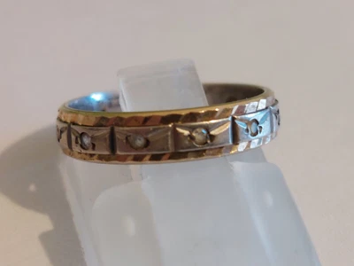 £24 • Buy Vintage 9ct Gold & Silver Clear Spinel Full Eternity Ring Size J Approx