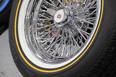 New 15  Cadillac Chrome 72 Spoke Wire Wheels & Vogue Whitewall Tires Set 4 • $2980