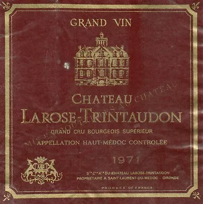 1970's-80's Chateau Larose Trintaudon French Wine Label VTG 1971 Original A407 • $11.97