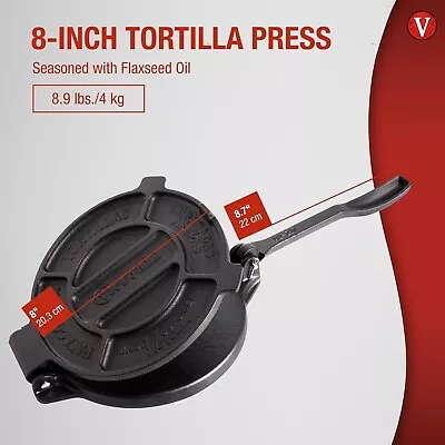 Victoria 8-Inch Commercial-Grade Cast-Iron Tortilla Press • $23.99