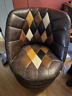 Brothers Patchwork Whiskey Barrel Chair • $250