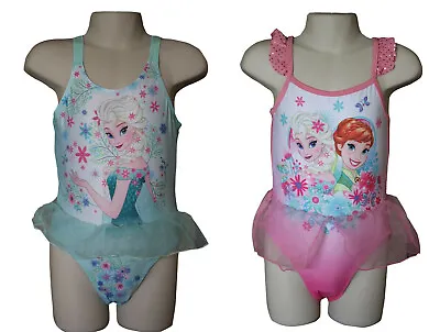 £4.99 • Buy Disney Frozen Elsa Anna Girl’s Swimsuit One Piece Swimming Costume Green / Pink