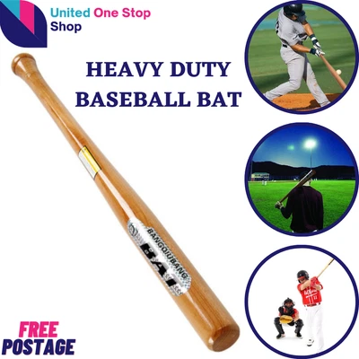 £9.99 • Buy Heavy Duty Wooden Baseball Rounder Softball Bat Stick For Sport Play Outdoor