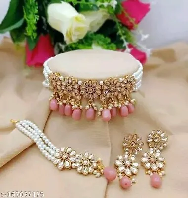 Indian Bollywood Gold Plated Kundan Choker Bridal Necklace Earrings Jewelry Set • $21.77