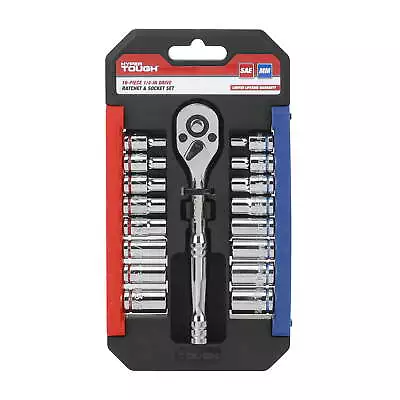 Hyper Tough 19 Piece 1/4 Inch Drive Ratchet And Socket Set Hand Tools Wrenches • $17.12