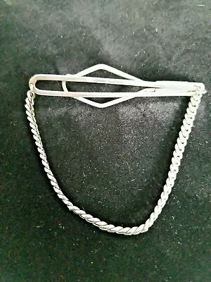 Vintage Tie Slide Silver With Chain 2 3/4 Inches L • $12.99