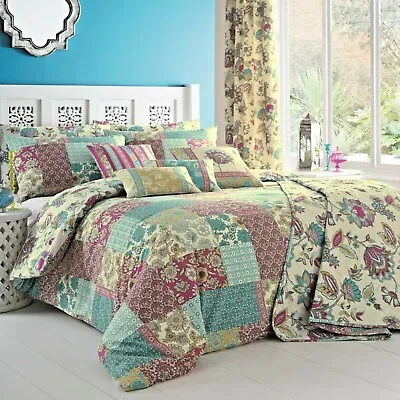 Duvet Cover Bedding Set Pencil Pleat Curtain Dreams & Drapes Marinelli Patchwork • £44.95