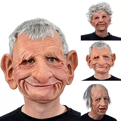 Old Man Mask Cosplay Realistic Full Head Mask Halloween Party Costume Fancy Prop • $23.55