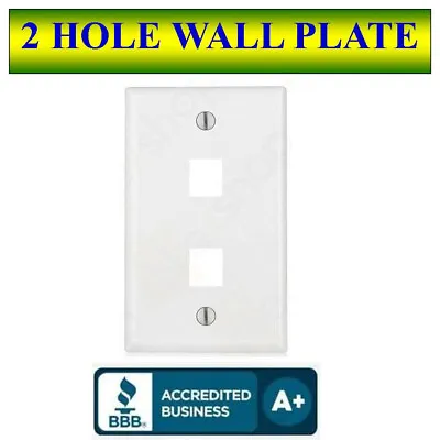 Wall Plate 2 Port White Keystone Jack For RJ45 HDMI USB A/V Connectors • $3.85