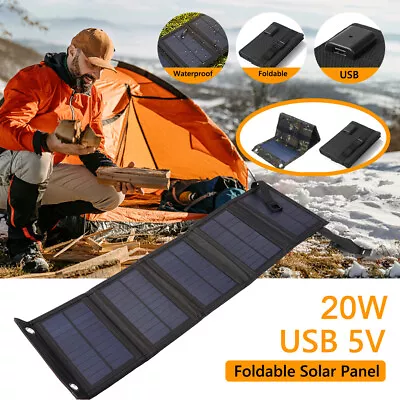 $36.75 • Buy Foldable Solar Panel Power Bank Cell Phone Charger Waterproof Outdoor Camping AU