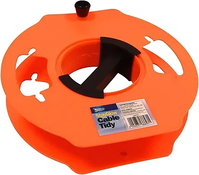 Orange 25M Cable Tidy Heavy Duty Illuminous Extension Cable Lead Reel Organizer • £12.99