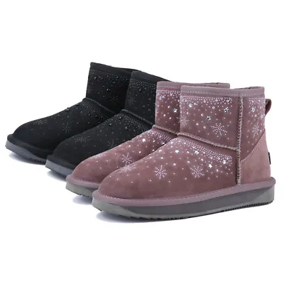 Womens UGG Boots Short Inlayed Water Resistant Premium Australian Sheepskin Wool • $46.99