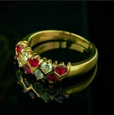 $222.57 • Buy 2 Ct Heart REd  Diamond Engagement Ring 14K White Gold Plated