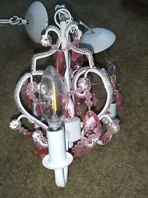$45 • Buy 3-Bulb Mini-Chandelier, Pink, Preowned