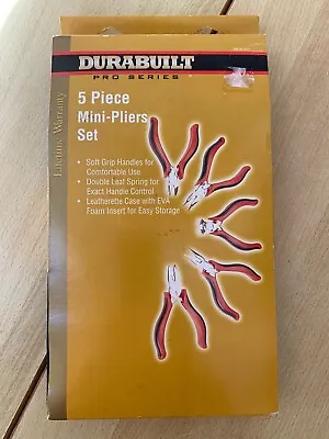 DURABUILT PRO SERIES 5-pc Mini-Pliers Set W/ Soft Grip Handles Leatherette Case • $7.99