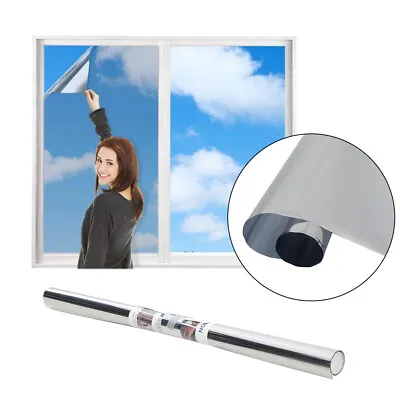 £8.94 • Buy Silver Reflective One Way Mirror Window Film Mirrored Privacy Glass Solar Tint