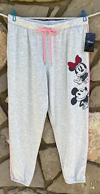 Women’s Disney Pajamas Lounge Pants Mickey Mouse Minnie M (8-10) Gray Pink NEW • $24.89