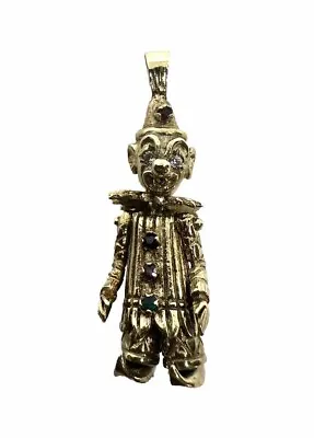 9ct Gold Clown Pendant 9K Yellow Gold Clown Pendant Ruby Emerald Clown Pendant • £315