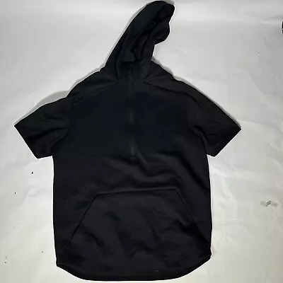 UNDER ARMOUR Move 1/2 Zip Short Sleeve Black Hoodie 1329270 Pre Owned Sz M • $11