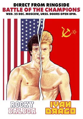 Rocky IV Rocky Balboa VS Ivan Drago Fight Poster/Print Stallone Lundgren 🥊 • $3.39